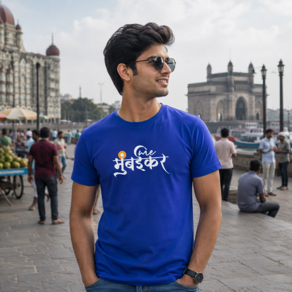 मी मुंबईकर | Me Mumbaikar | Men's Tshirt | Royal Blue मी मुंबईकर | Me Mumbaikar | Men's Tshirt | Royal Blue