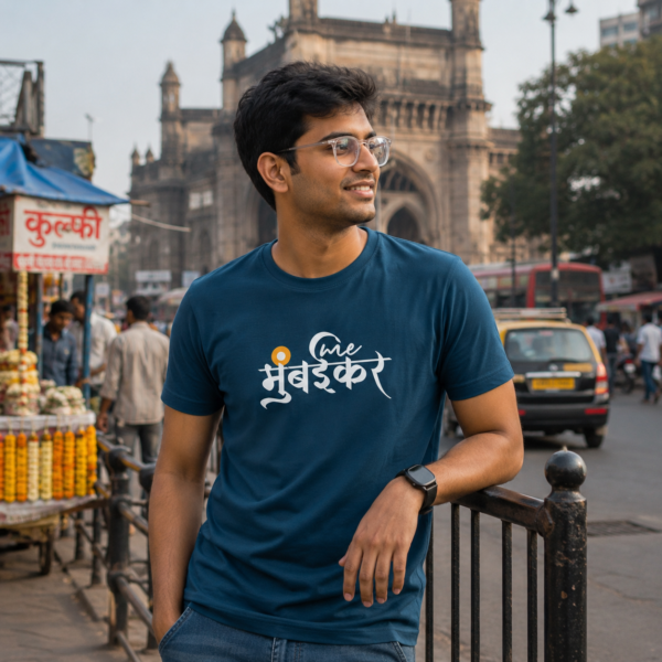 मी मुंबईकर | Me Mumbaikar | Men's Tshirt | Navy Blue मी मुंबईकर | Me Mumbaikar | Men's Tshirt | Navy Blue